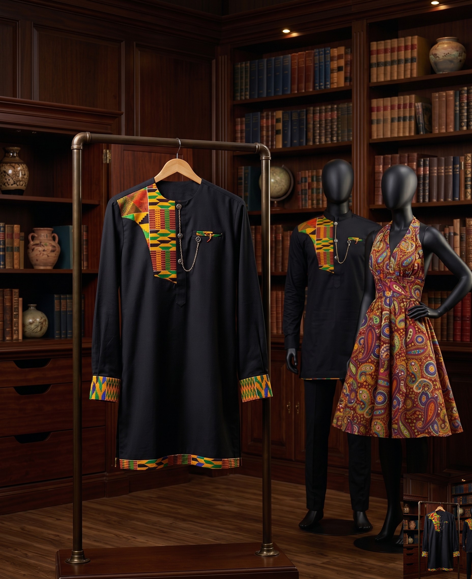 Kente-Trim Kaftan